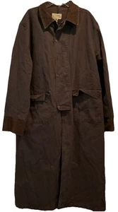 VTG Men's SCULLY Sz L RangeWear Brown Canvas DUSTER Coat Corduroy Collar Cuffs - Picture 1 of 10