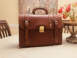 DOLPHIN "Double Belted" Thick Leather Briefcase / Satchel - Made In England - Picture 1 of 22