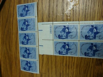US Scott # 1155 Plate Block "#26682 "HANDICAPPED" 4c MINT 1960-& 5 extra stamps  - Image 1 of 3