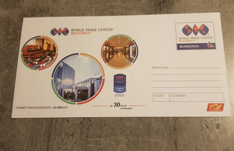 ROMANIA 2024 WORLD TRADE CENTER ENTIER CUBIERTA POSTAL PAPELERÍA Foto 1 de 1