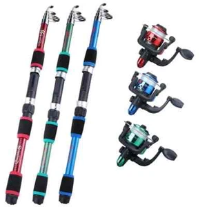 Set canna da pesca,con canna telescopica mulinello da Spinning e ganci per esche - Imagen 1 de 11