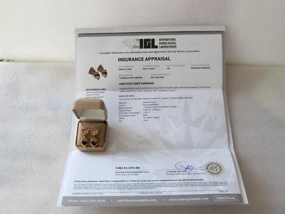 Pendientes de oro y amatista 14K - 585 estilo etrusco hechos a medida $800+ chatarra Foto 1 de 4