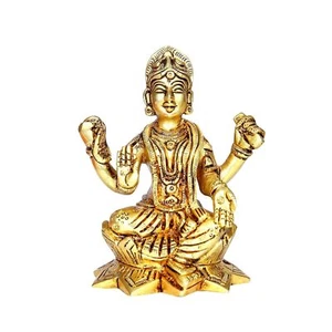 Handmade Brass Goddess Bala Tripura Sundari Idol ( Size: 10cm, Gold Colour ) - Picture 1 of 3