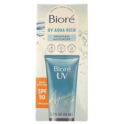 Crema hidratante facial diaria Biore UV Aqua Rich amplio espectro FPS 50 1,7 oz/50 ml Foto 1 de 4