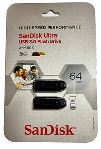 SanDisk SDCZ48-064G-AS162 Ultra High Speed USB 3.0 64 GB Flash Drive 2-Pack - Picture 1 of 1