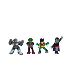 Teen Titans Action Figure Lot Bandai Mini Figures Cyborg Beast Boy Robin Raven 4