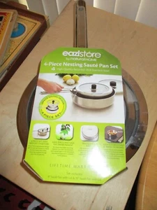 HIGH QUALITY 4 Piece Stainless Steel Induction Safe Nesting Saute Pan Set    NEW - Picture 1 of 5