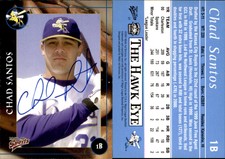 Chad Santos Signed 2001 Multi-Ad Burlington Bees #21 Card Auto
