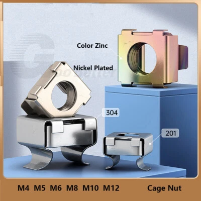 Käfigmuttern M4 M5 M6 M8 M10 M12 verzinkt Edelstahl für Rackschiene Käfigmutter - Bild 1 von 4