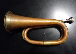 VINTAGE BRASS & COPPER ARMY BUGLE - Picture 1 of 12