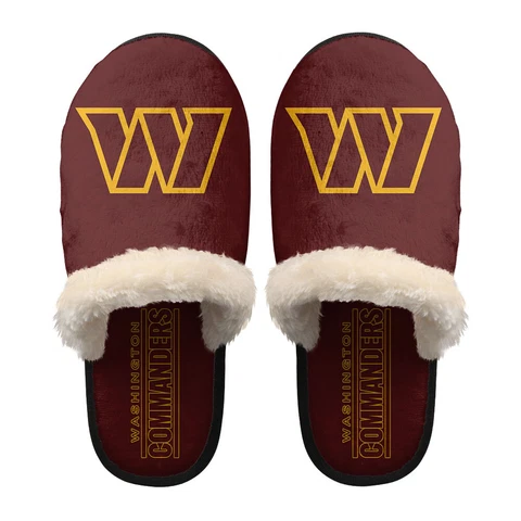 Washington Commanders Plush Slippers Unisex Winter Non-slip Fluffy House Shoes Cover