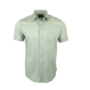 Camisa informal para hombre 100 % algodón liso color verde lt verano calidad vacaciones C203 - Imagen 1 de 3