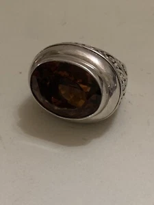 Vintage AF Sterling 925 Red Citrine Massive Gorgeous Ring Size 7 - Picture 1 of 12