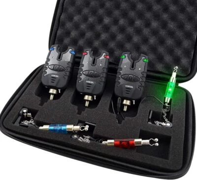 Set of 2 or 3 Carp Fishing Bite Alarm & illuminated Swingers LED's, Jacks, — 第 1/4 张图片