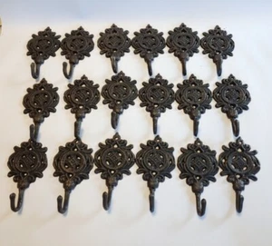 18 Cast Iron Ornate Decorative Wall Hooks , All Crooked Hooks, As Is - Picture 1 of 4