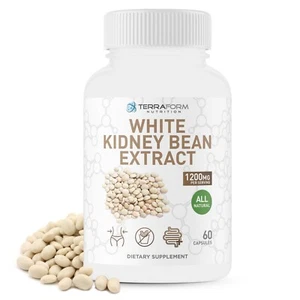 100% Pure White Kidney Bean Extract – All-Nat Carb Blocker 1200mg - Weight Loss - Picture 1 of 8