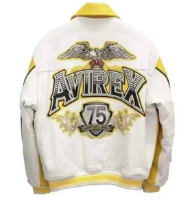 NEU Herren Avirex gelbe Rindslederjacke Fliegerjacke 75 Kings Bomberjacke - Bild 1 von 6