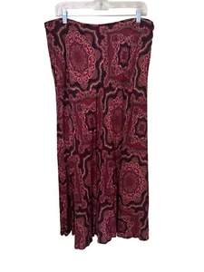 Falda midi de cachemira roja y negra de colección talla 16 East 5th Boho - Imagen 1 de 9