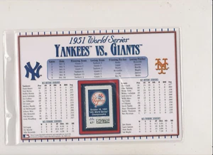 POSTAL SERVICE YANKEES - GIANTS 1951  WORLD SERIES STAT CARD - Picture 1 of 1