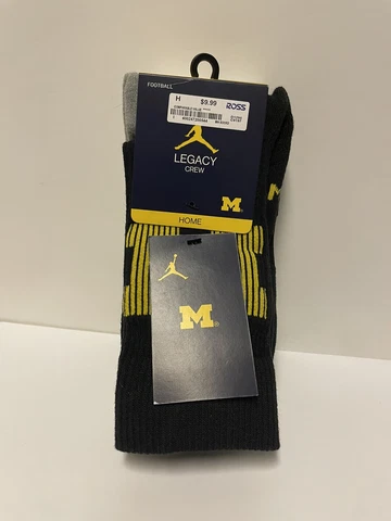 Jordan Nike Michigan Wolverines Football Home Away Legacy Socks Size Mens S 6-8 Cover
