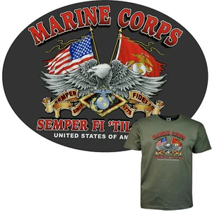 Camiseta del Ejército de los Marines de los Estados Unidos Marina Marina Bandera de los Estados Unidos Águila *3176 oliva - Imagen 1 de 3