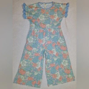 Matilda Jane Blue Floral Ruffle Sleeve Romper Jumpsuit Girl's Size 8 - Picture 1 of 11