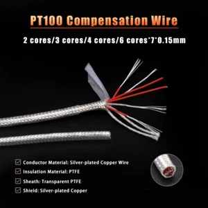 PT100 Compensation Wire PTFE Silver-plated Copper Wire RTD Sensor 2/3/4/6 Core - Picture 1 of 6