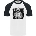 Grim Reaper Finger Flip Skull Biker Funny Mens S/S Baseball T-Shirt