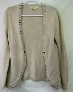 Michael Kors Cover Up Sweater Tan Long Sleeve Size Medium Studded  - Picture 1 of 9