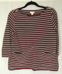 Damen J Jill gestreiftes Top mit Taschen 3/4 Arm PM - Bild 1 von 4