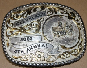 Montana Silversmith CLEVELAND 2003 Large 3 Rider Team Penning Rodeo Buckle - Picture 1 of 6