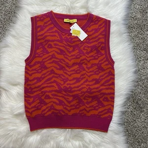 Gilet donna Circus NY multicolore rosa brillante viola taglia large L nuovo - Foto 1 di 8