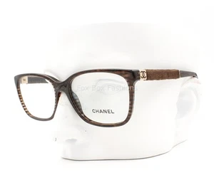 Chanel 3262 1442 Eyeglasses Glasses Brown Stripe w/ Velvet Temples 53-16-140 - Picture 1 of 8