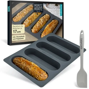 Silikon Backform Brot Baguette Brötchen Backform inkl. Backheft und Teigschaber - Bild 1 von 7
