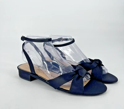 Sandalias Nina para mujer talla 8,5 negras con correa en el tobillo lazo tacón bajo suela de cuero Foto 1 de 4