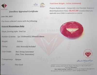 5.63ct Natural Mozambique Ruby | Certified Oval Loose Gemstone | Red Saturation - Image 1 of 3