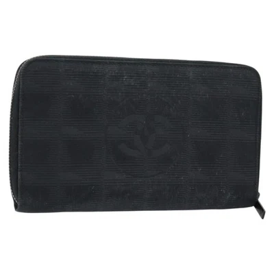 CHANEL Nueva Cartera Larga Línea de Viaje Nylon Negra Plata CC Auténtica bs31044 Foto 1 de 4