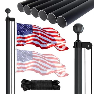 Flag Pole Kit Extra Thick Heavy Duty Aluminum Flagpole Outsides 25 FT - Picture 1 of 6