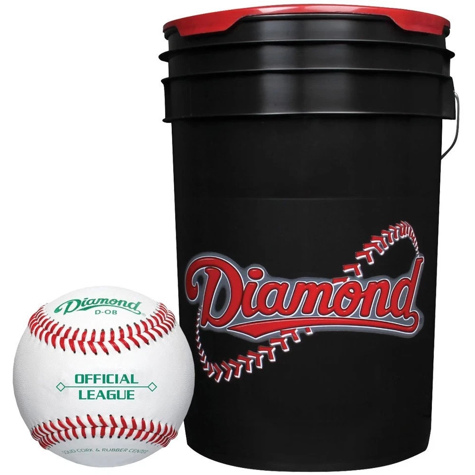 Diamond 6 Gallon Ball Bucket with 30 ODB Baseballs, New - Image 1 of 1