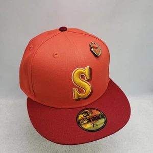 New Era Seattle Mariners MLB "Outer Space Orange" W/Pin Fitted Hat Cap 7 1/8 - Picture 1 of 6
