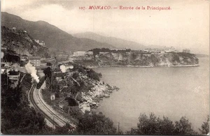 Monaco Entree De La Principaute Scenic Landscape Coastline Train View Postcard - Picture 1 of 2