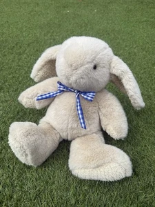 MOTHERCARE 12" VINTAGE BUNNY RABBIT SOFT TOY PLUSH 12m+ BLUE GINGHAM BOW 2521945 - Picture 1 of 6