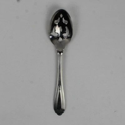 A Wallace Silver Montre Pattern Pierced Serving Spoon 18/10 Stainless 8.25" Good - Image 1 of 4