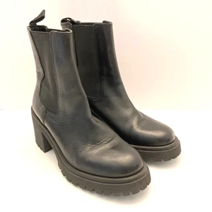 Lamica Chelsea Boots Black Leather Italian Chunky Sole EU 40 Womens 9 Pull On - Picture 1 of 10