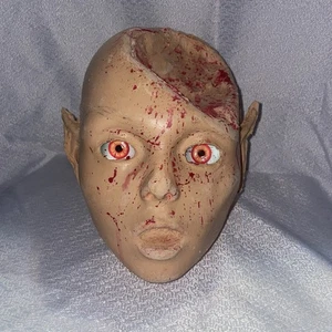 Horror Halloween Prop Evil Elf Bloody Bashed Head Gory Red Eyes One Of A Kind - Picture 1 of 8