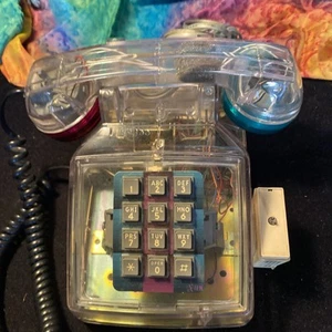 VINTAGE CORTELCO ITT TRANSPARENT RETRO CORDED DESK PUSH BUTTON TELEPHONE - Zdjęcie 1 z 11