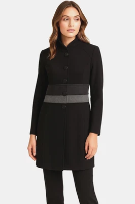 Cabi 2-in-1 Convertible Coat Jacket Black Gray Colorblock Mid Length Size S - Image 1 of 4