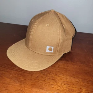 Carhartt Firm Duck Flat Brim Adjustable Snapback Cap Hat Brown NWOT - Picture 1 of 7