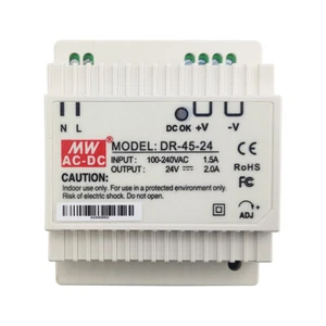2A Industrial DIN Rail Power Supply DR-45-24V 45Wat Output 24V USA STOCK NEW - Picture 1 of 6