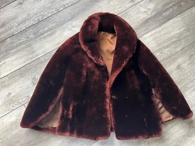 Mantón de piel de visón marrón vintage con cuello estola capa talla única para mujer Foto 1 de 4
